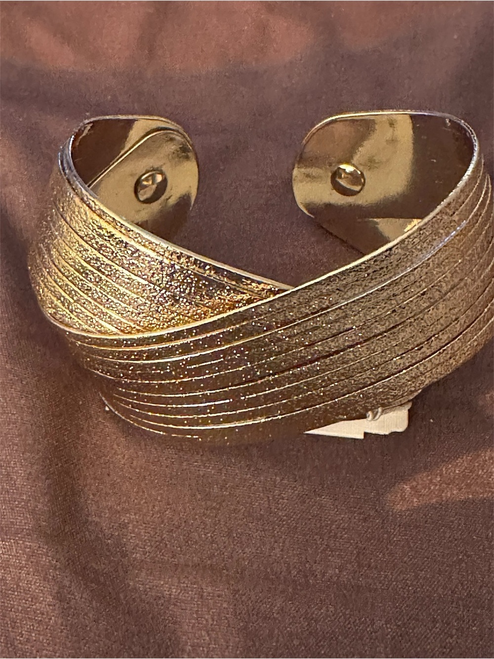 PUNCH Shimmering Gold Crossover Cuff Bracelet